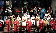 The cast of Grace United's festival comes to join in congregational singing at the end of the ceremony. Click for bigger photo.