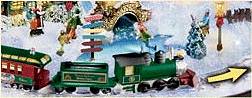 The train rolls merrily around the village.