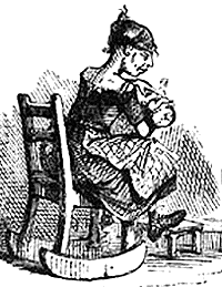 This is a line drawing of Tilly Slowboy by John Leech. Click to see a larger picture.