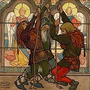 This is an Albertine Randall Wheelan painting used on a Christmas Card in the early 20th century. Click for a larger picture.
