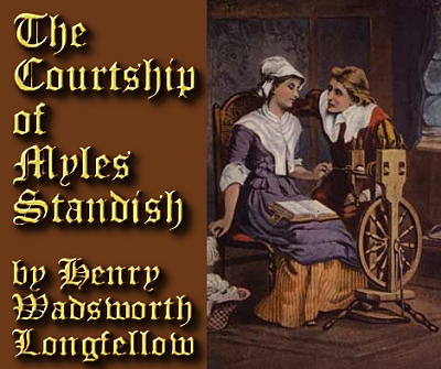 The Courtship of Miles Standish. This image is from a George H. Boughton painting.