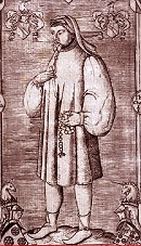 Geoffry Chaucer, as he was imagined two centuries after his death.
