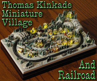 Thomas Kinkade Miniature Christmas Village and Railroad. Click for bigger picture.