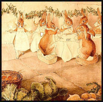 The rabbits sit down to eat. Click for bigger picture.